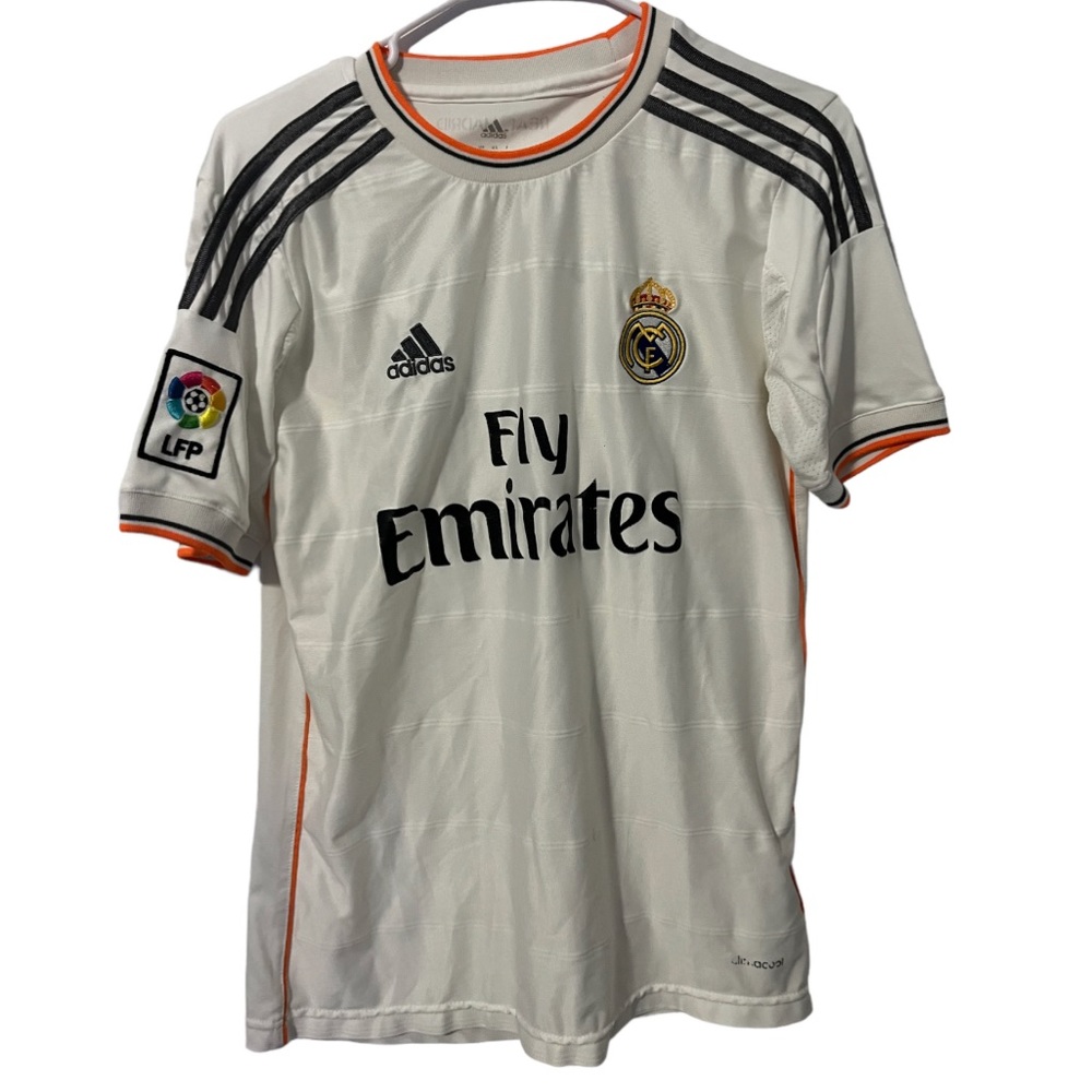 Real Madrid Fly Emirates Adidas Soccer Futbol Jersey Climacool Men's M White